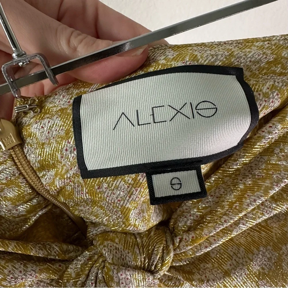 Alexis Joya Pleated Strapless Gown Maxi Dress
Metallic Gold Lame Rare SZ S - Picture 9 of 11